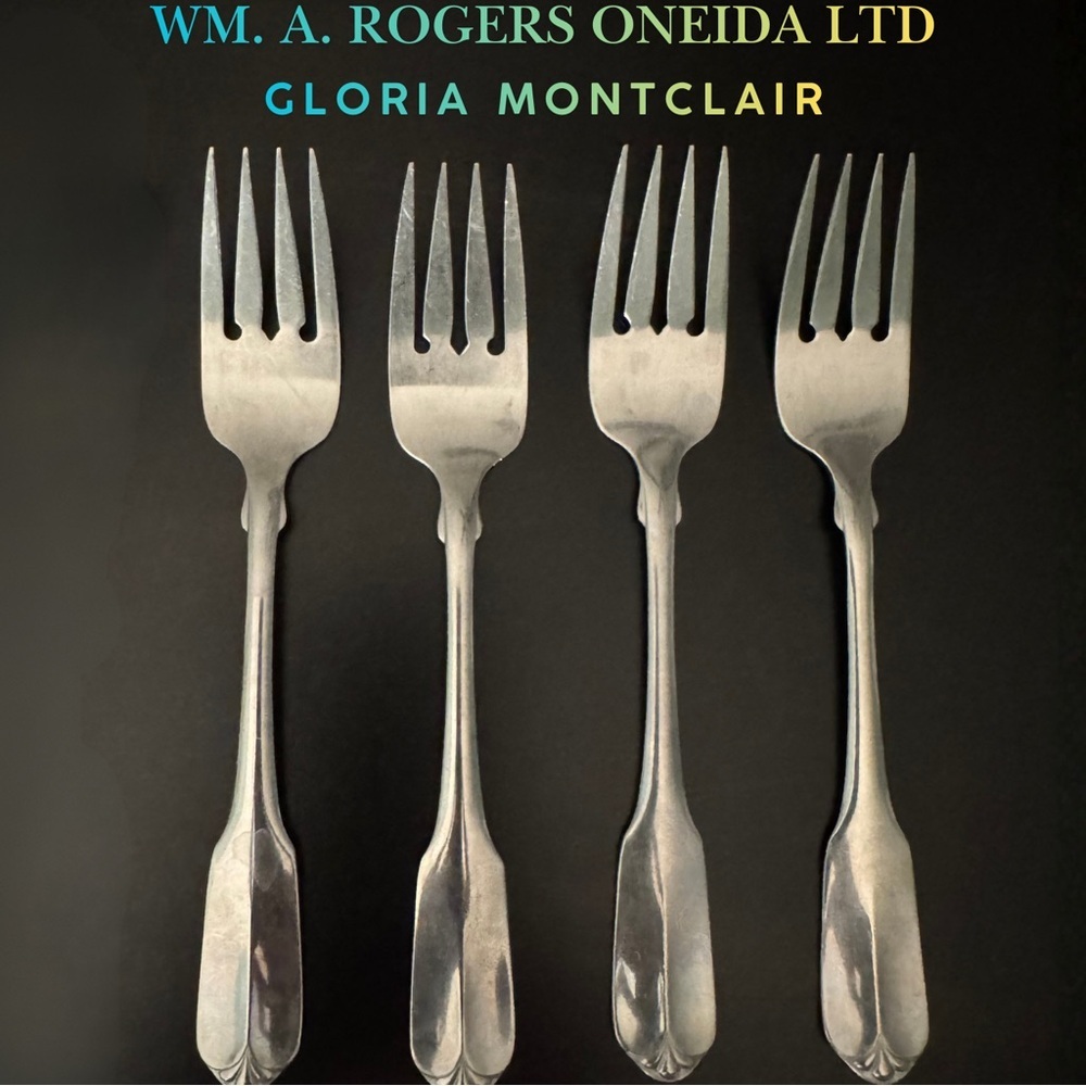 Vintage‎ Salad Forks Oneida Wm A Rogers Gloria Montclair Stainless Set of 4